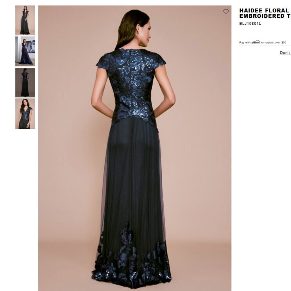 NWT Haidee Floral Sequin Embroidered Tulle Gown - Picture 3 of 14